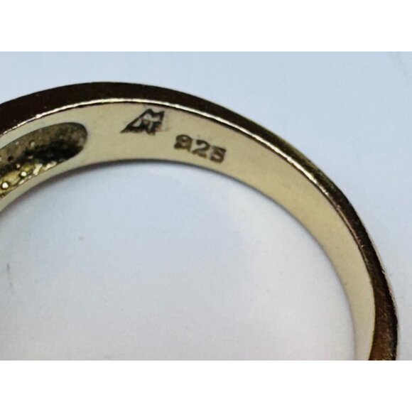 Estate 925 Gold Vermeil Garnet & CZ Cluster Ring Size 6.5 - Picture 6 of 9